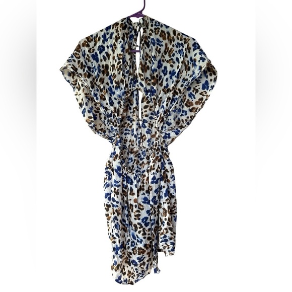 Victoria's Secret S Coverup Dress Swim Bikini Blue Brown Leopard Print 100% Silk - Picture 4 of 7